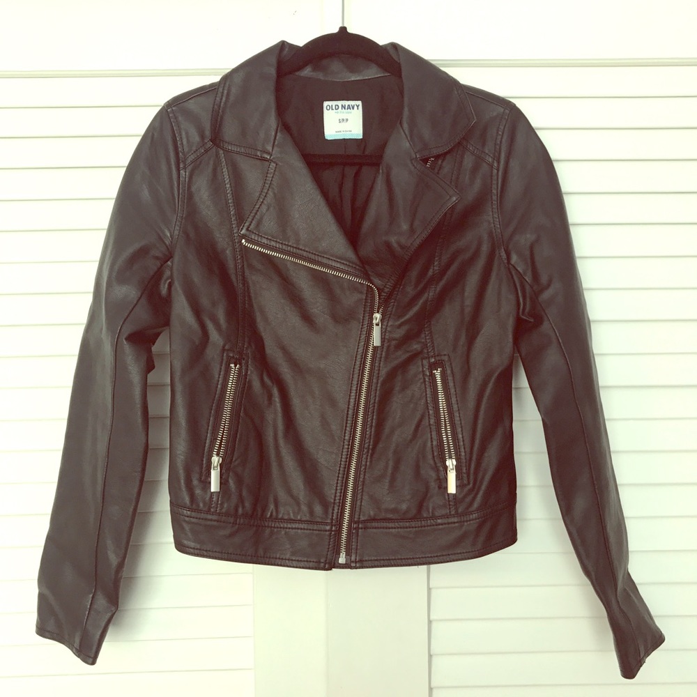 Black Faux Leather Biker Jacket